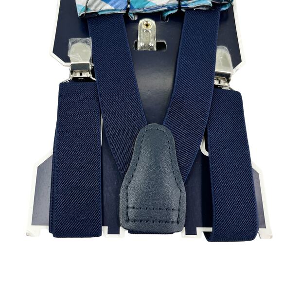 Chaps Boys Bow Tie & Suspender Set Navy Gray New - Picture 4 of 10
